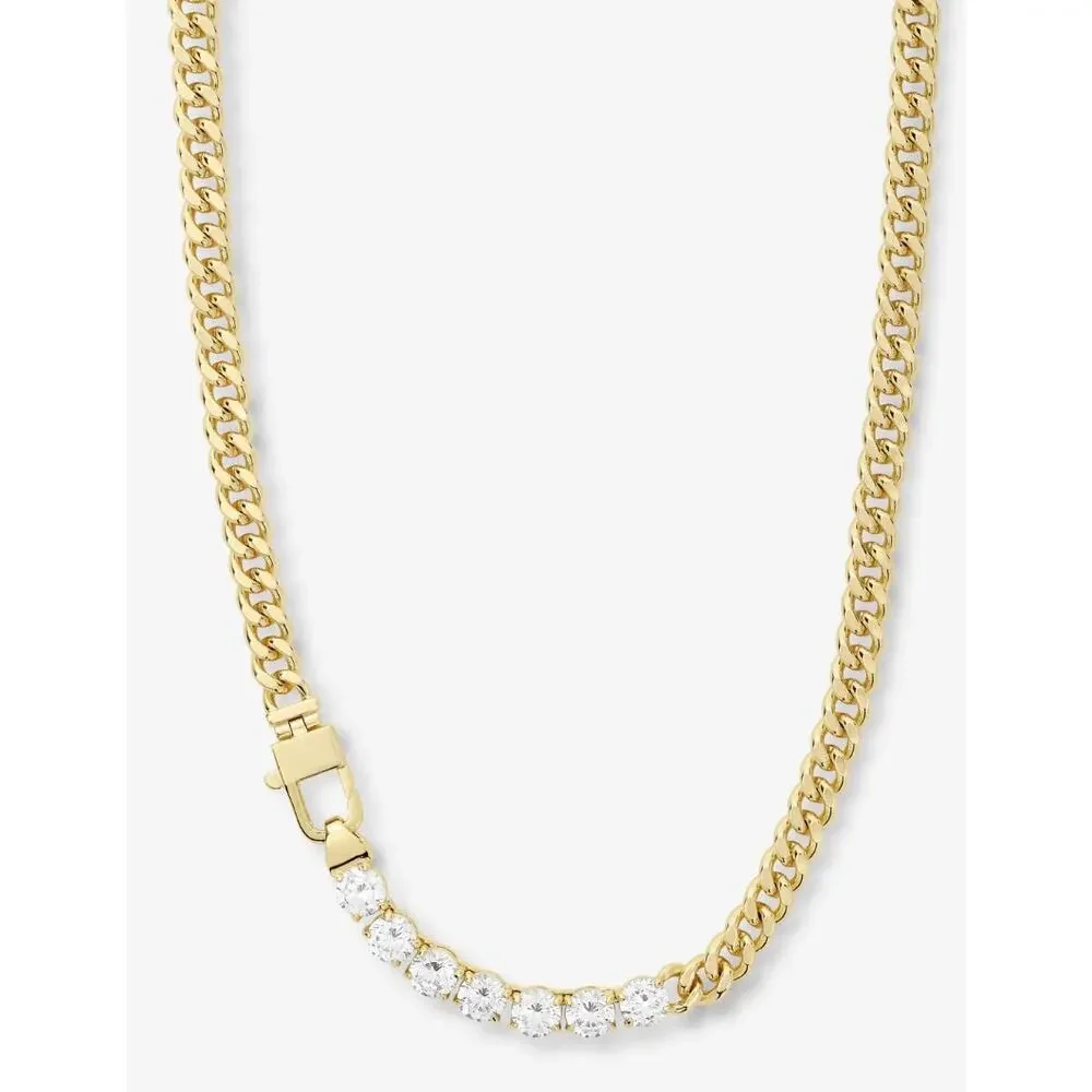 Melinda Maria Julian Loves Diamonds Cuban Chain Necklace 16" - Picture 5 of 12